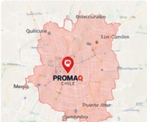Mapa de cobertura Promaq Chile en la Región Metropolitana